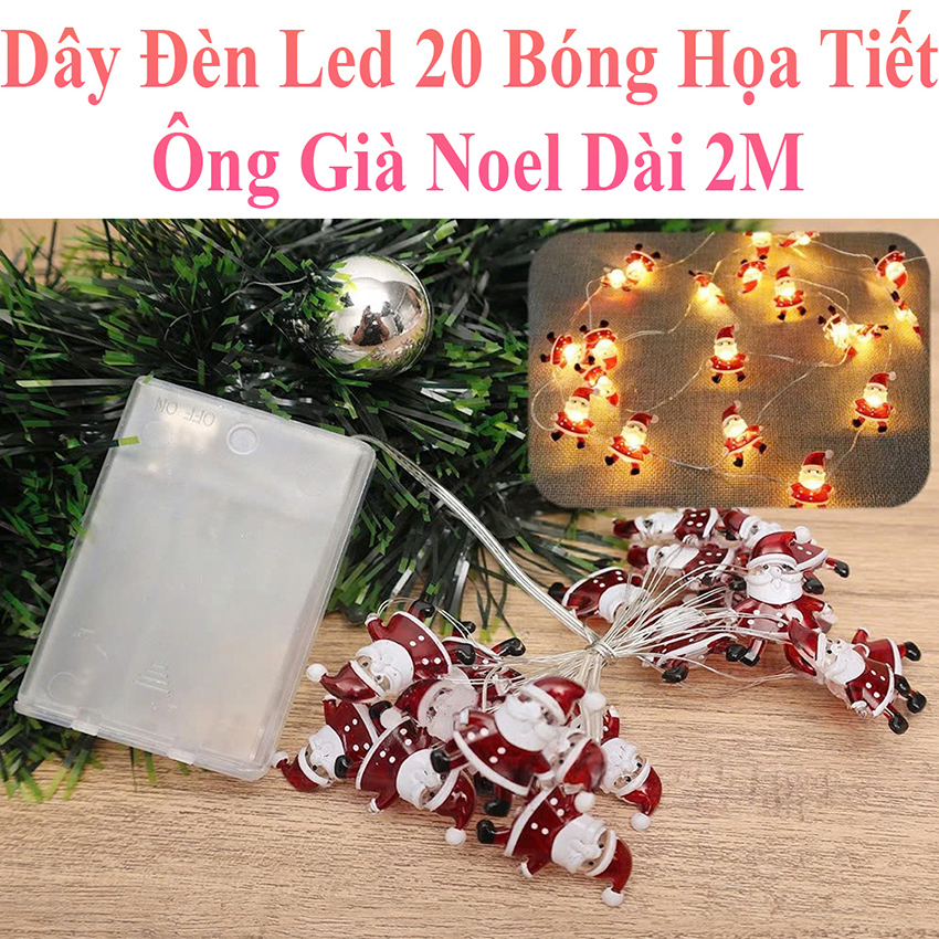 Dây Đèn Led 20 Bóng Họa Tiết Ông Già Noel Dài 2M