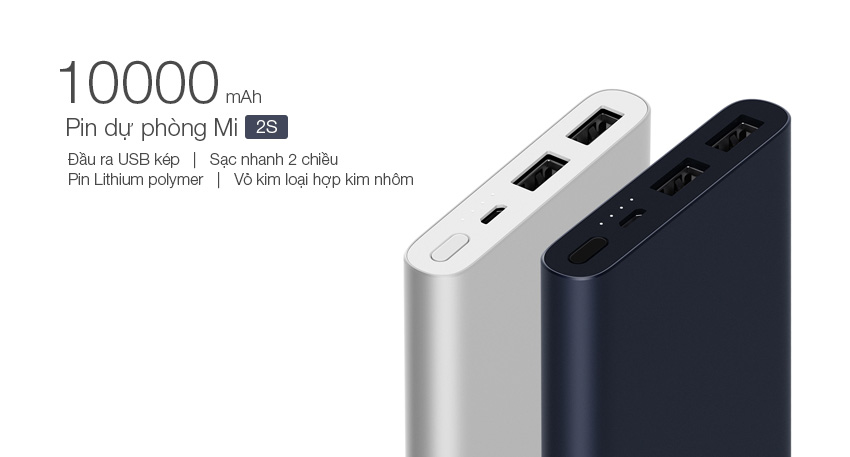 Pin Sạc Dự Phòng Xiaomi Gen 2S Version 2018 10000 mAh 2 Cổng USB Hỗ Trợ QC 3.0 PLM09ZM - Hàng Chính Hãng