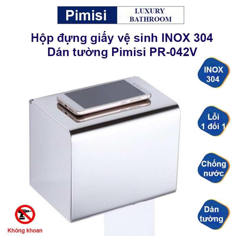 Hộp đựng giấy vệ sinh dán tường Pimisi PR-042V inox 304