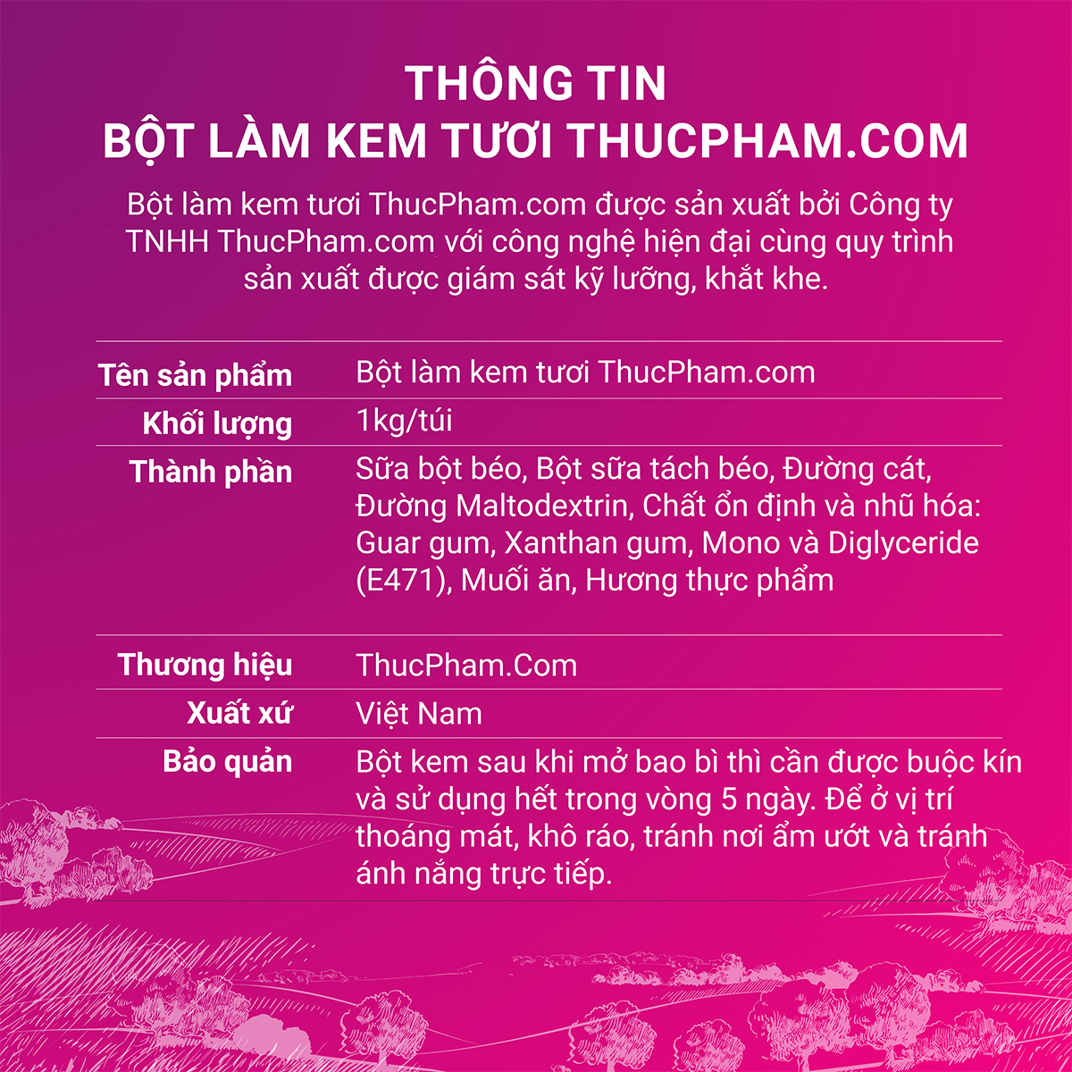 [ĂN BAO GHIỀN❤️] Bột Làm Kem Tươi THUCPHAM.COM Đủ Vị - Túi 1kg - Hương Vị Tự Nhiên, Không Gắt, Không Hắc