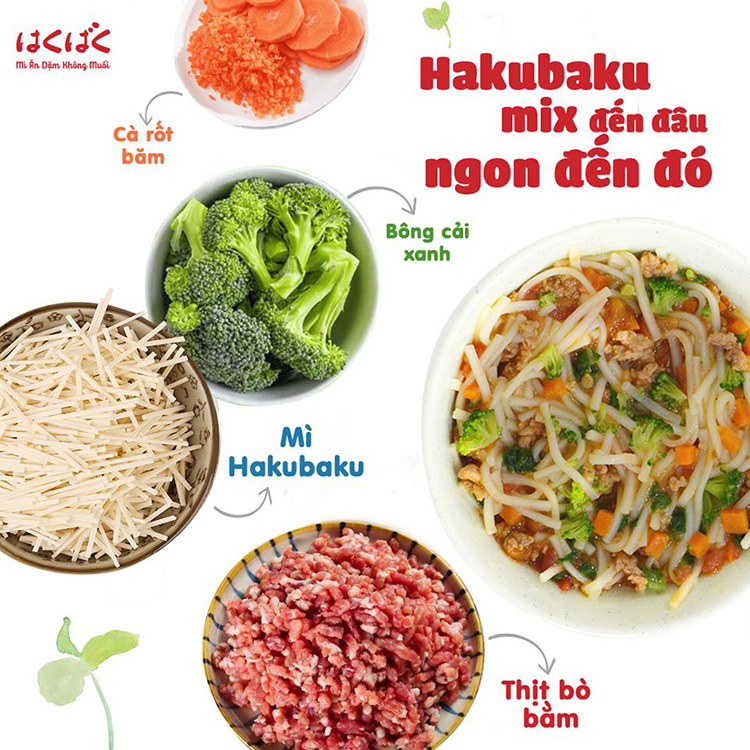 Combo 2 Gói Mỳ Ăn Dặm Hakubaku Nhiều Loại Lựa Chọn ( Dành Cho Bé Từ 5 Tháng )