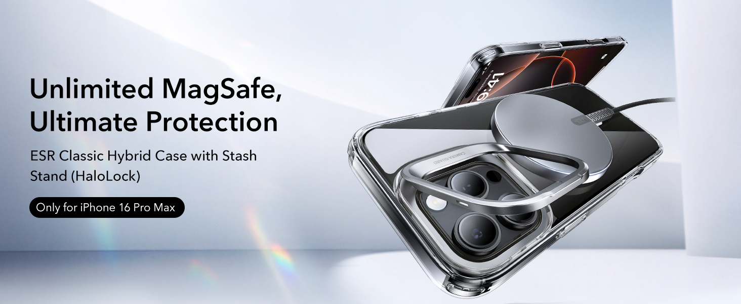 Ốp Lưng cho iPhone 16 Pro / iPhone 16 Pro Max ESR Classic Hybrid Case with Stash Stand HaloLock - Hàng Chính Hãng