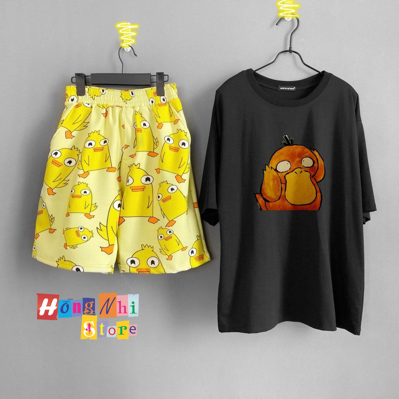 Quần Short Cartoon Unisex Hình Vịt Ducky Momo - Quần Đùi Hoạt Hình Siêu Cute - MM