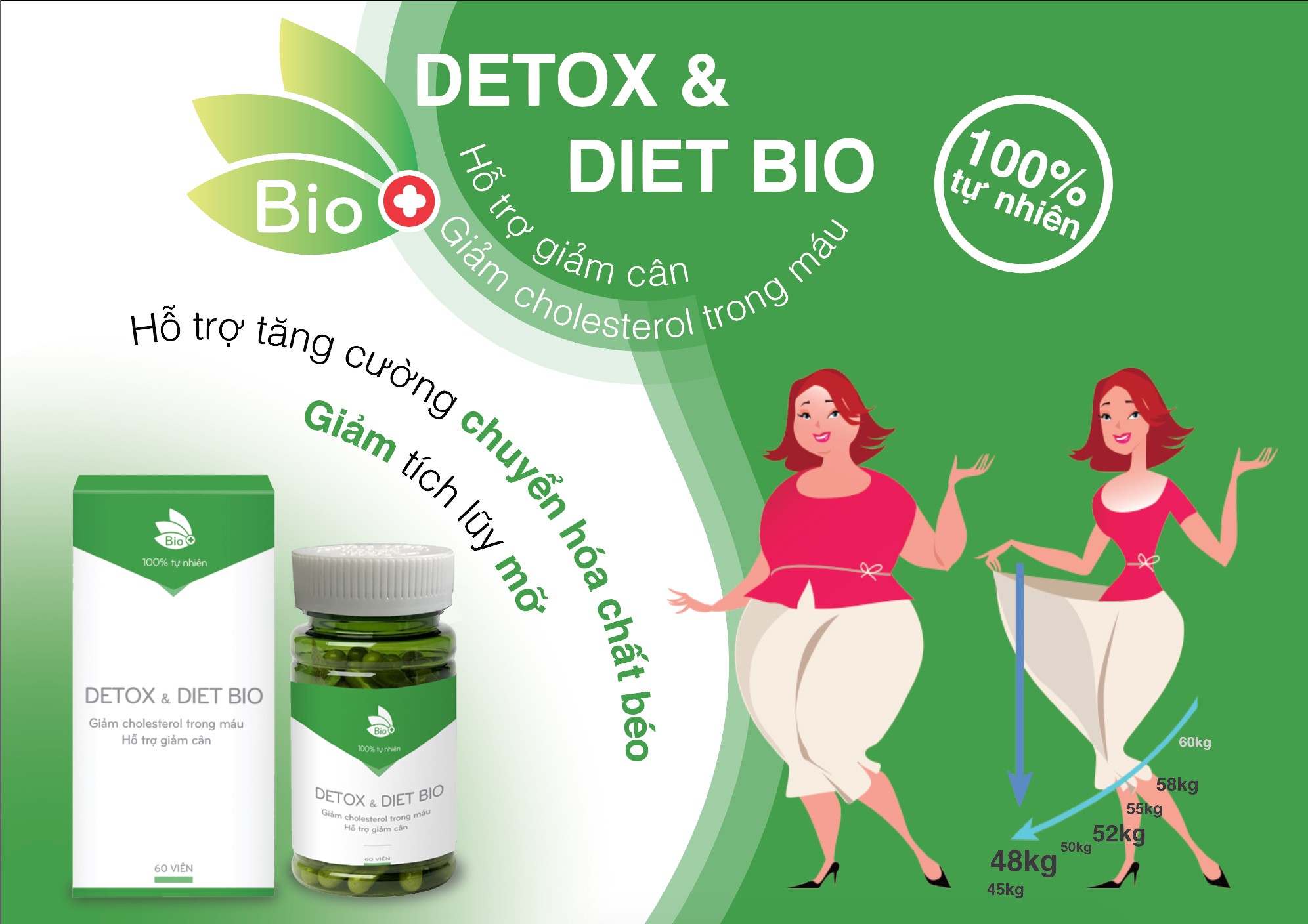 Thực phẩm chức năng Giảm Cân Detox & Diet Bio lọ 60 viên