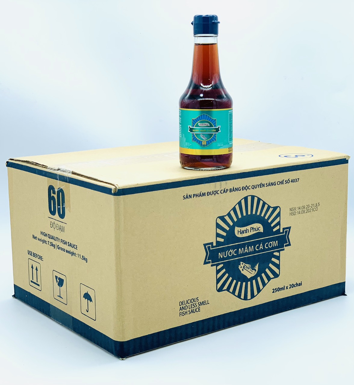 (THÙNG XỐP)Nước Mắm Hạnh Phúc 60 độ đạm Chai 250ml( ĐỰNG TRONG HỘP)