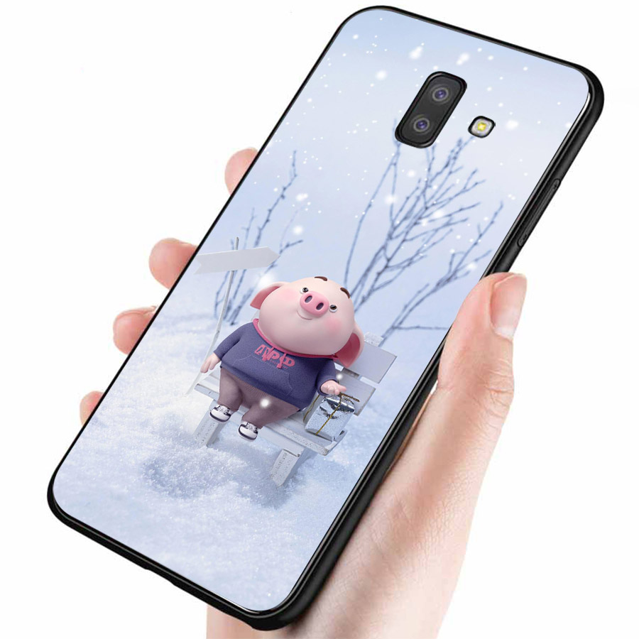 Ốp lưng cứng viền dẻo dành cho điện thoại Samsung Galaxy A6 Plus - Heo Dễ Thương MS HDTDD007