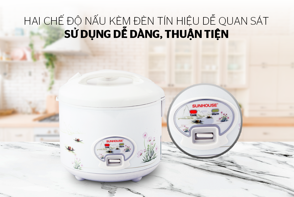 Nồi Cơm Điện Đa Năng Sunhouse SHD8602 (1.8L) – Trắng- Hàng chính hãng