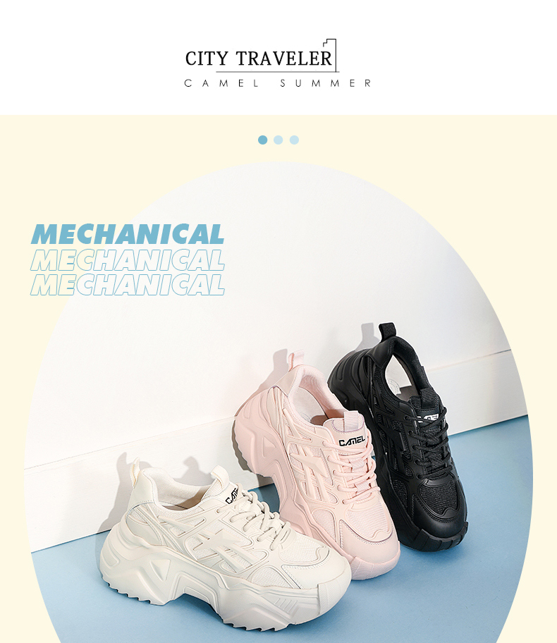 Giày thể thao chunky nữ CAMEL Giày sneaker A13289615 đế dày thoải mái cho nữ