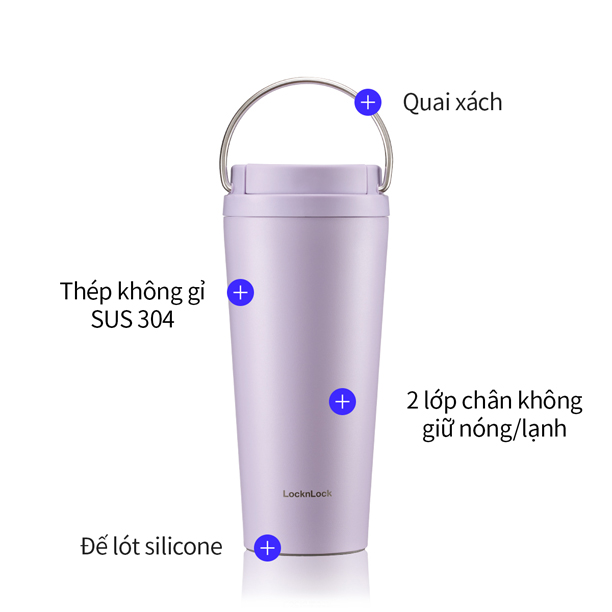 Bình giữ nhiệt LocknLock Bucket One-Touch LHC3345 có quai dung tích 550ml thép không gỉ - 3 màu