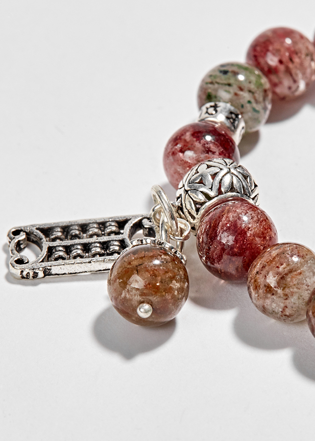 Vòng Đá Thạch Anh Ưu Linh Đa Sắc Phối Charm Bạc (9mm) Ngọc Quý Gemstones