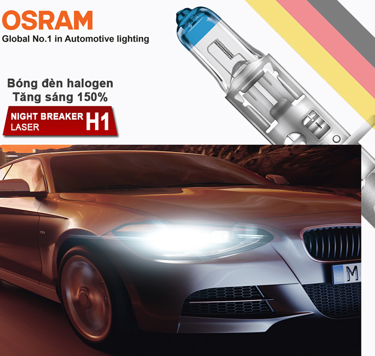 Bóng Đèn Xe Hơi/ Ô tô Halogen Tăng Sáng 150% OSRAM NIGHT BREAKER LASER H1 12V 55W