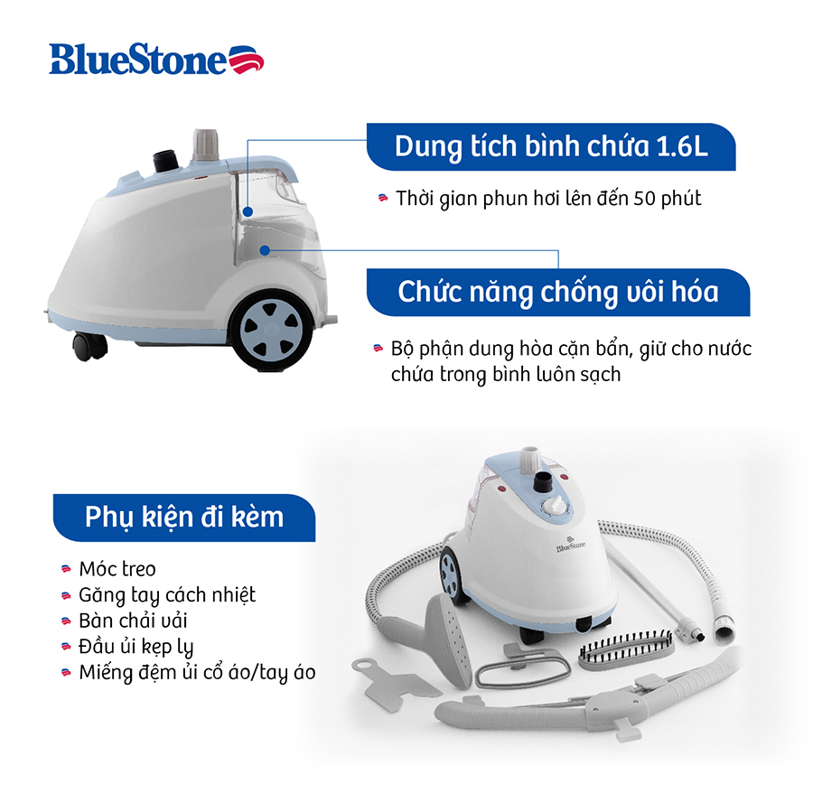 Bàn Ủi Hơi Nước Đứng Bluestone GSB-3911 (1800W) - Hàng Chính Hãng