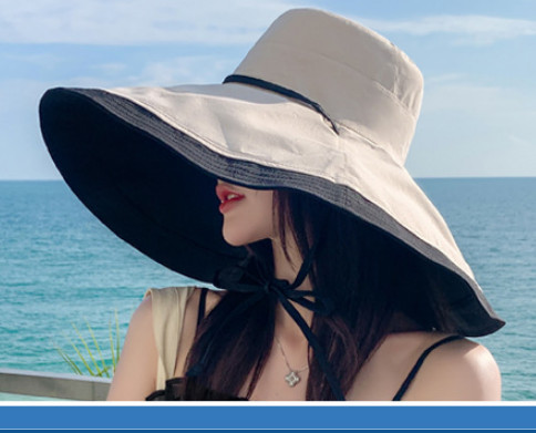Mũ đẹp đi biển nón rộng vành chống nắng đội 2 mặt gấp gọn chống tia UV vành to thời trang Korea Chất liệu vải cotton 2 mặt thoáng mát  dona23062001