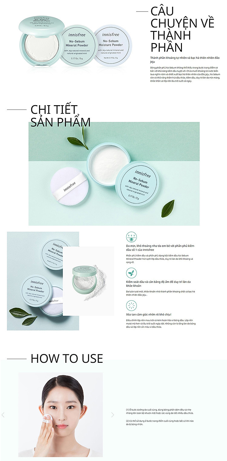 Phấn Phủ Kiềm Dầu Dạng Bột Khoáng Innisfree No Sebum Mineral Powder 5g - 131170490