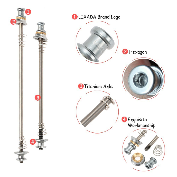 Lixada 2Pcs Ultralight Bicycle Skewers Quick Release Titanium Axle QR Skewer Mountain Road Bike Bicycle Cycling MTB