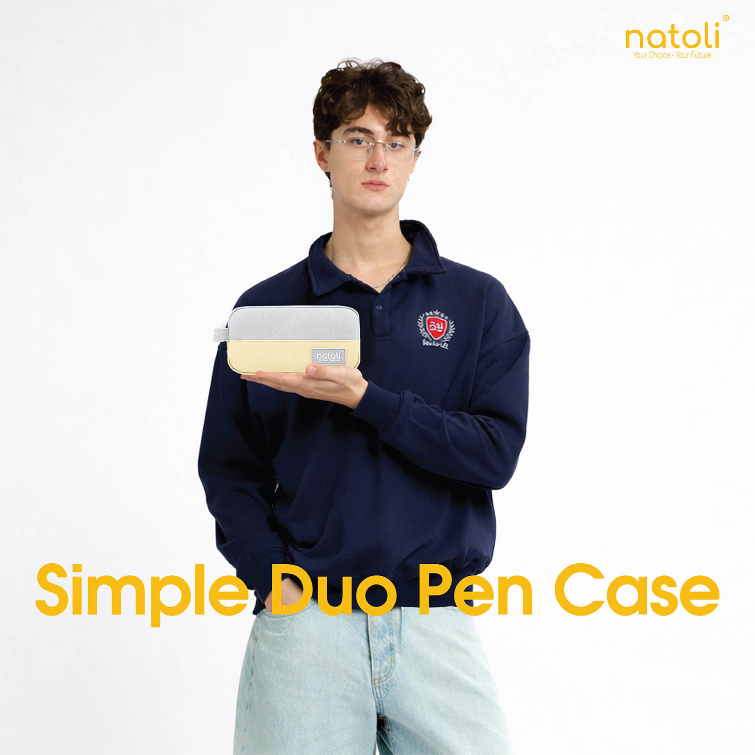 Bóp viết nhiều ngăn NATOLI, hộp bút cute chống nước đựng bút đa năng BST Simple Duo Pen Case T23