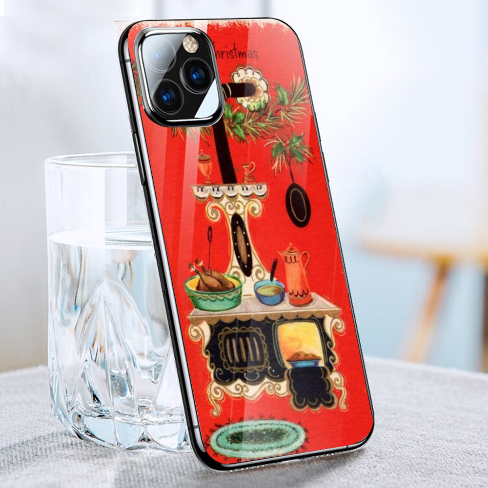 Ốp điện thoại kính cường lực cho máy iPhone 11 Pro Pro Pro - giáng sinh đầm ấm MS GSDA023