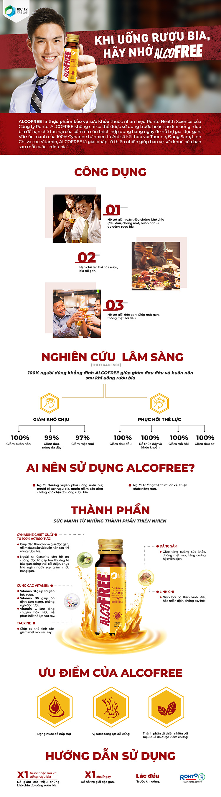 Thực Phẩm Chức Năng Mát Gan Giải Rượu Phục Hồi Sức Khỏe AlcoFree RMV-FF-AF10 (Hộp 10 Chai x 50ml)