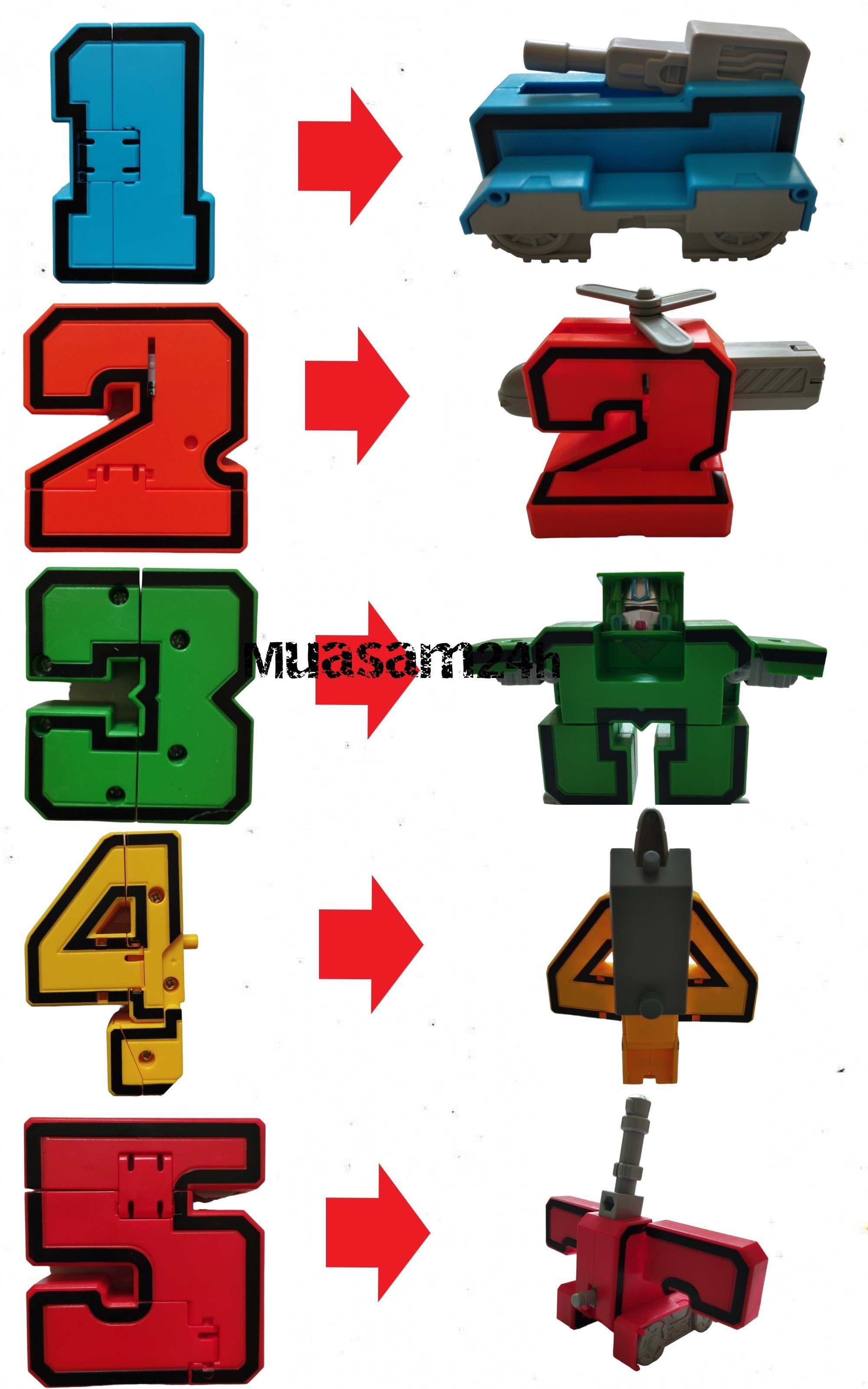 Đồ Chơi Lắp Ghép Bộ Chữ Số Biến Hình Từ 0 1 2 3 4 5 6 7 8 9 Thành Robot - Đồ Chơi Trẻ Em HT SYS - Đồ Chơi Xếp Hình