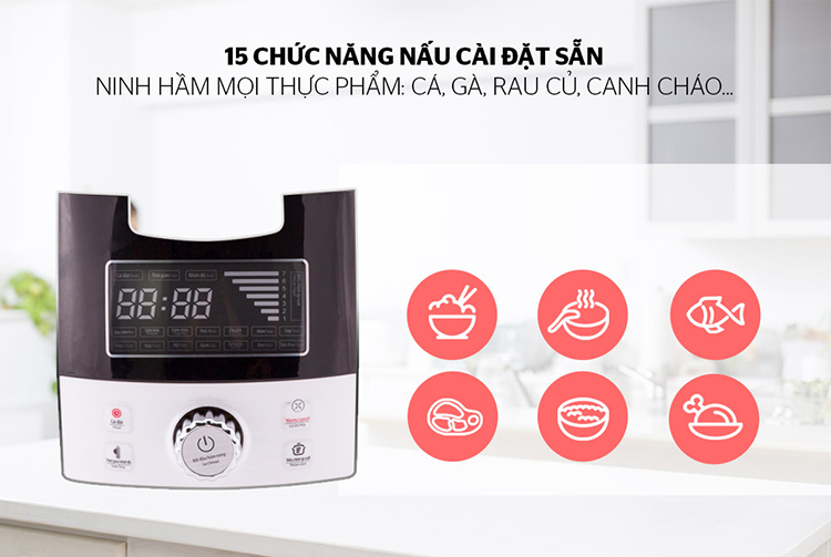 Nồi Áp Suất Đa Năng Sunhouse SHD1858BW (5L) - Trắng Đen - Hàng chính hãng