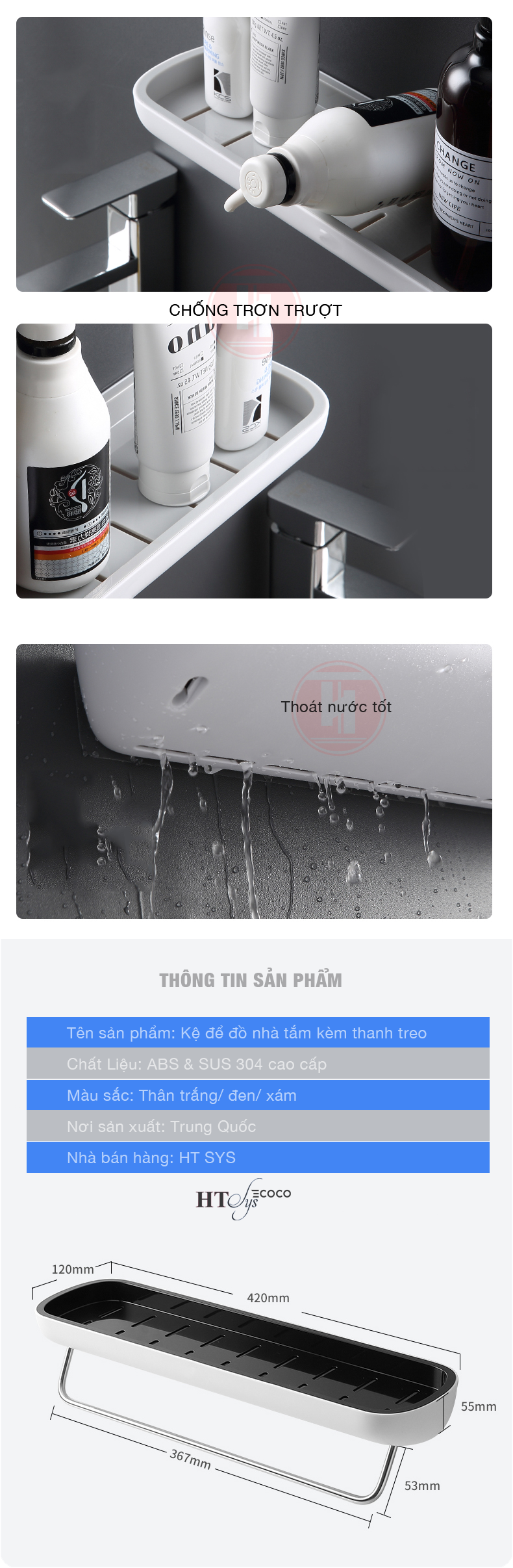 Kệ để đồ nhà tắm cao cấp HT SYS- ECOCO