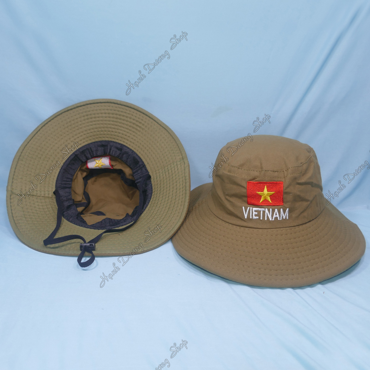 Mũ tai bèo nam vành rộng thêu cờ Việt Nam, chất liệu vải kaki oát mát mẻ, bền chắc - Hạnh Dương