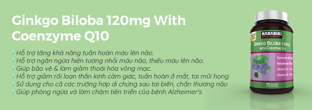 Thực Phẩm Chức Năng Thuốc Bổ Não Hadariki Ginkgo Biloba 120mg With Coenzyme Q10