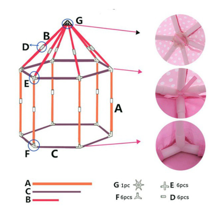 Lều Lâu Đài Công Chúa Lục Giác Cho Bé (Princess castle the six corners of the tent) 7