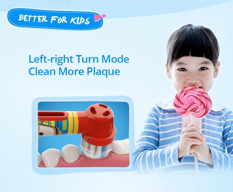 Oral B Kids Electric Toothbrush Soft Bristle Battery Power Supply Gum Care Replaceable Brush Head 2 Minutes Timer Teeth Brush