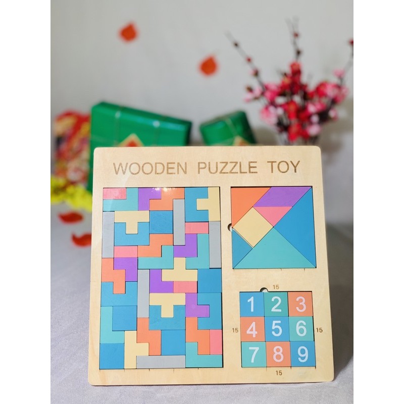 Đồ Chơi Gỗ Xếp Gạch Tetris Ghép Hình Tangram Puzzle, Số Tina Cho Bé Chi Tiết Lắp Ghép Sáng Tạo Từ Các Mảnh Hình Khối