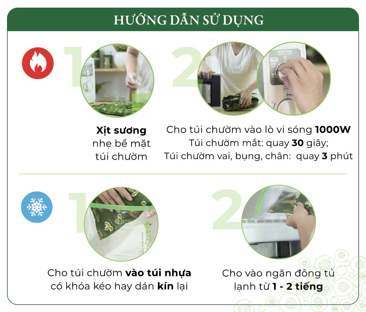 Bộ Cơ Bản 04 món Túi Chườm Thảo Mộc Nóng Lạnh ATZ Healthy Life 5