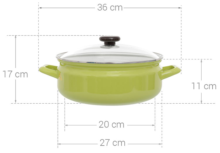 Nồi lẩu Thép Nippon phủ thủy tinh Fujihoro YAV-27HD.LG 27cm