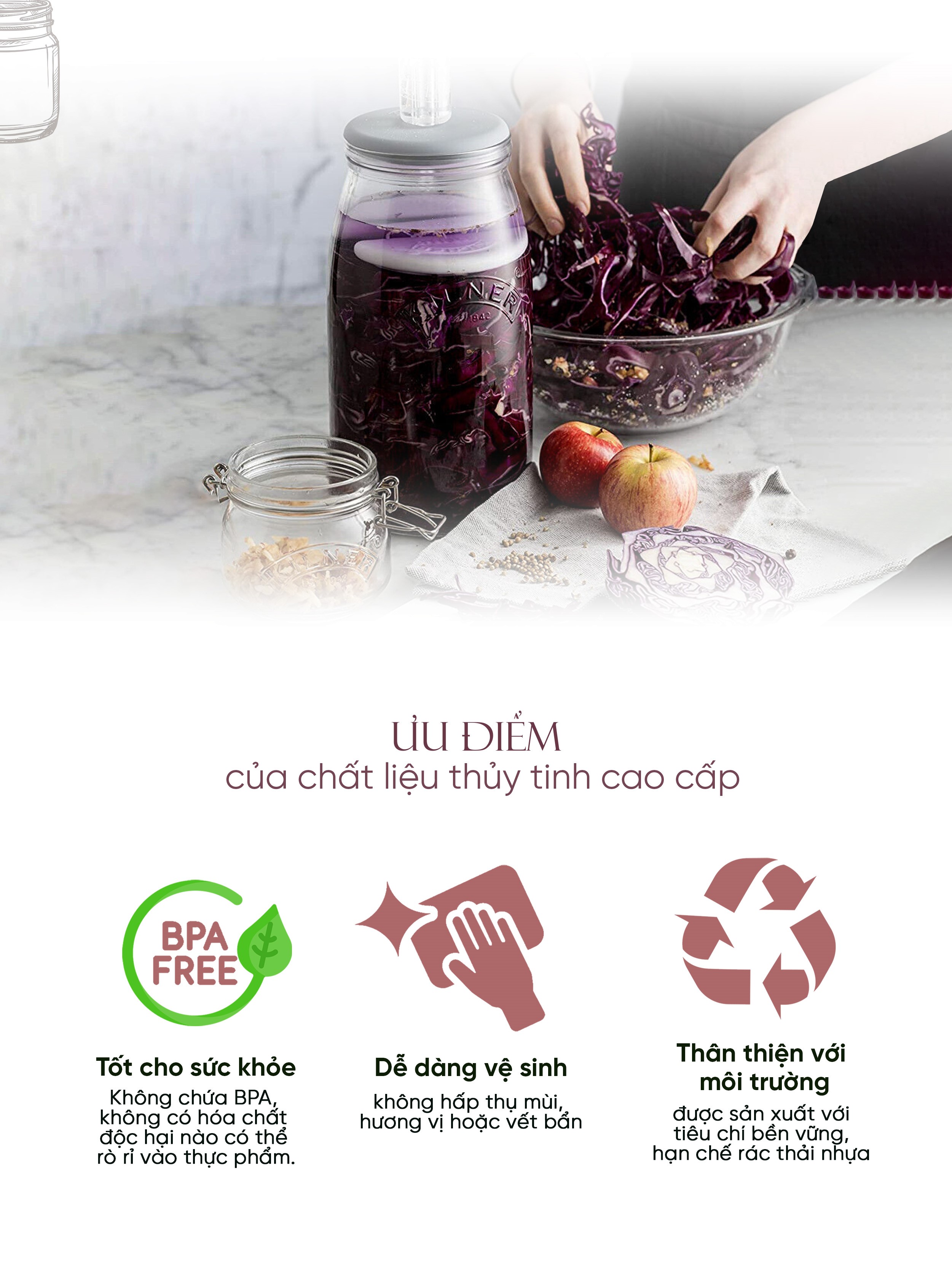 Bộ hũ muối thực phẩm Kilner (6 món)