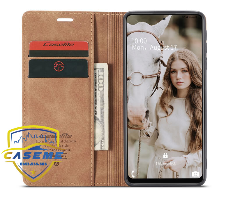 Bao da cao cấp dành cho Samsung A12, Samsung A52, Samsung A52s Samsung A72 dạng ví Caseme - Hàng Nhập Khẩu