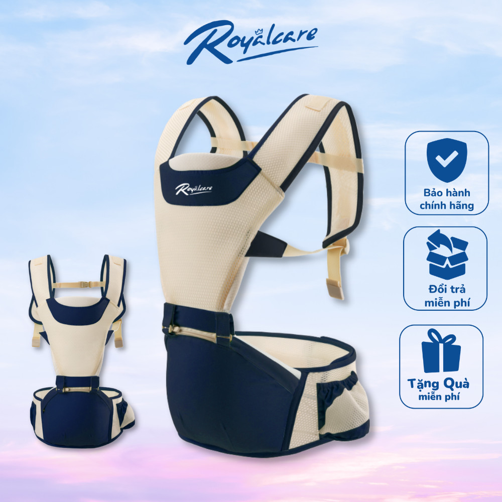 Địu ngồi trẻ em 4 tư thế lưới siêu thoáng Air mesh siêu thoáng Royalcare - 906 - cho bé 3 tháng tới 36 tháng - tặng khăn yếm cho bé