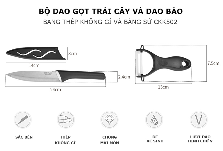 Bộ Dao Có Nắp Đậy Thép Không Gỉ Lock & Lock Cookplus CKK502
