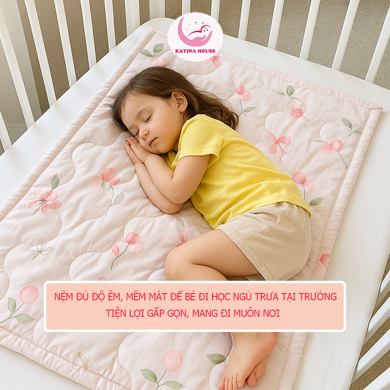 Nệm cho bé đi học mầm non tiểu học, vải Tencel mềm mịn, chống thấm – Katina House