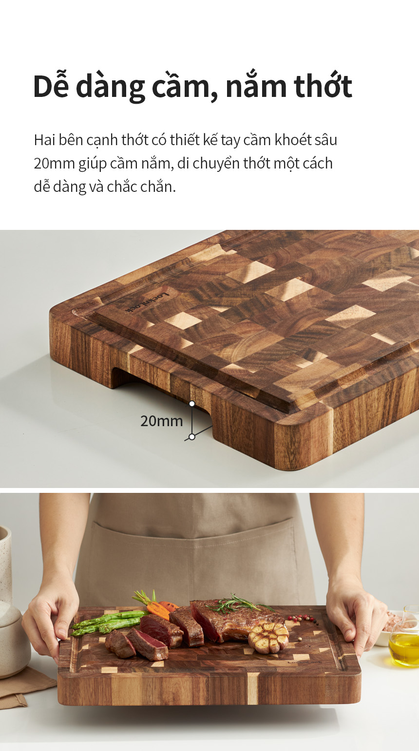 Thớt gỗ tràm LocknLock CKD076 - Độ dày 35mm - Màu gỗ tự nhiên -CN-6