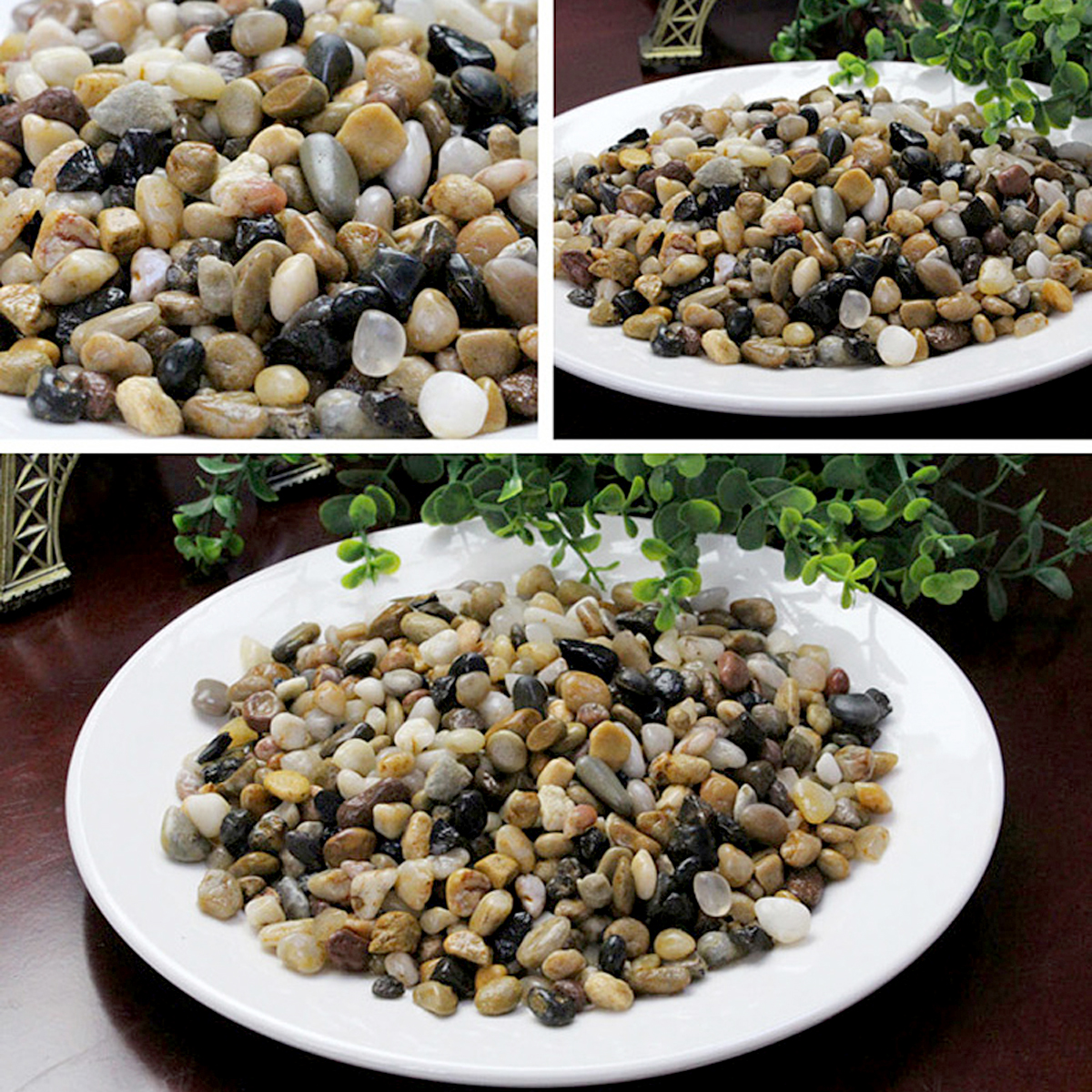Sỏi Suối 3 Màu (1.2KG, size to ) - Trang Trí Bể Cá, Thủy Sinh, Tiểu Cảnh, Lọc Nước Hiệu Quả
