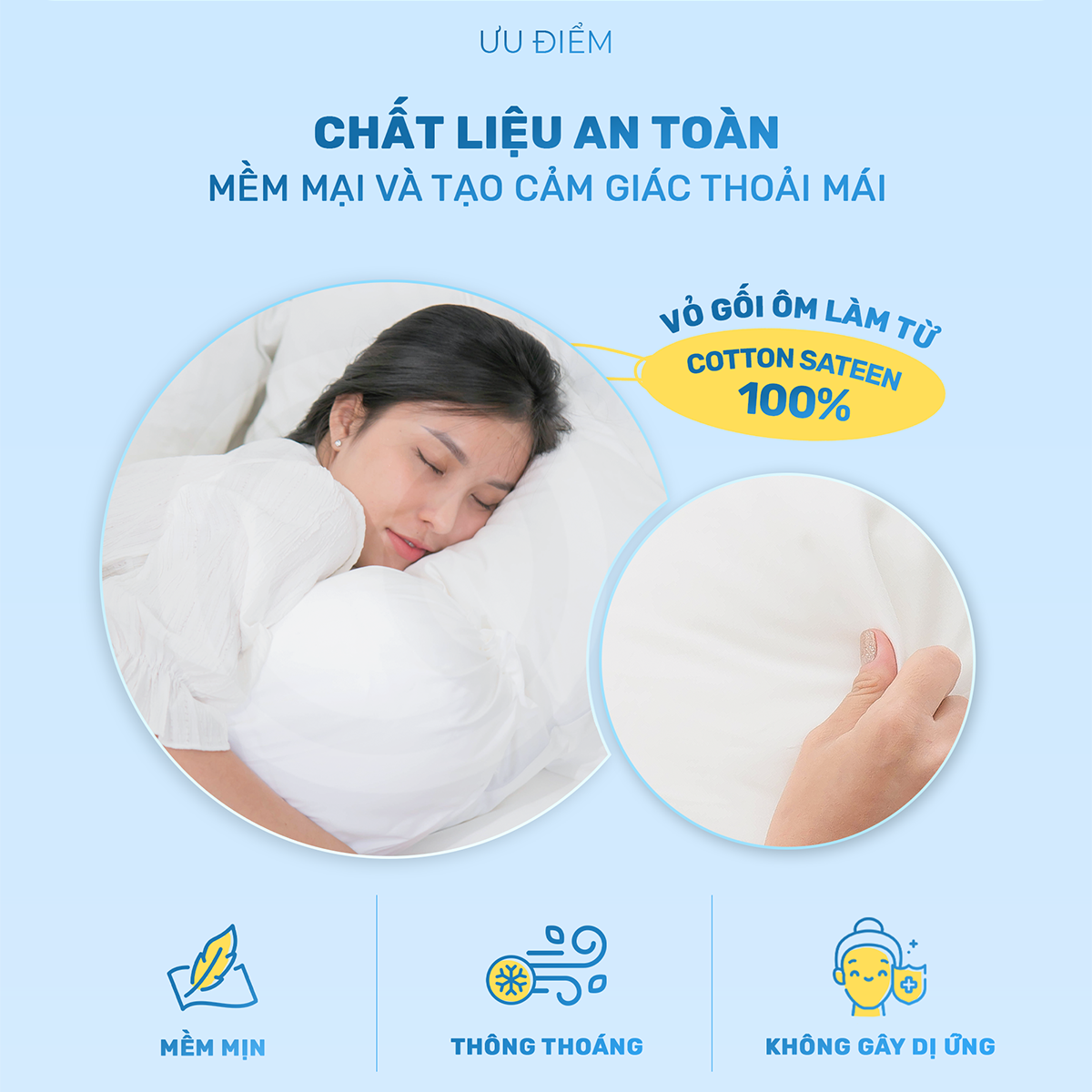 Vỏ Gối Ôm Cotton 100% Thiên Nhiên  - Vỏ gối khách sạn 5 sao – Mát mẻ - Mềm mại