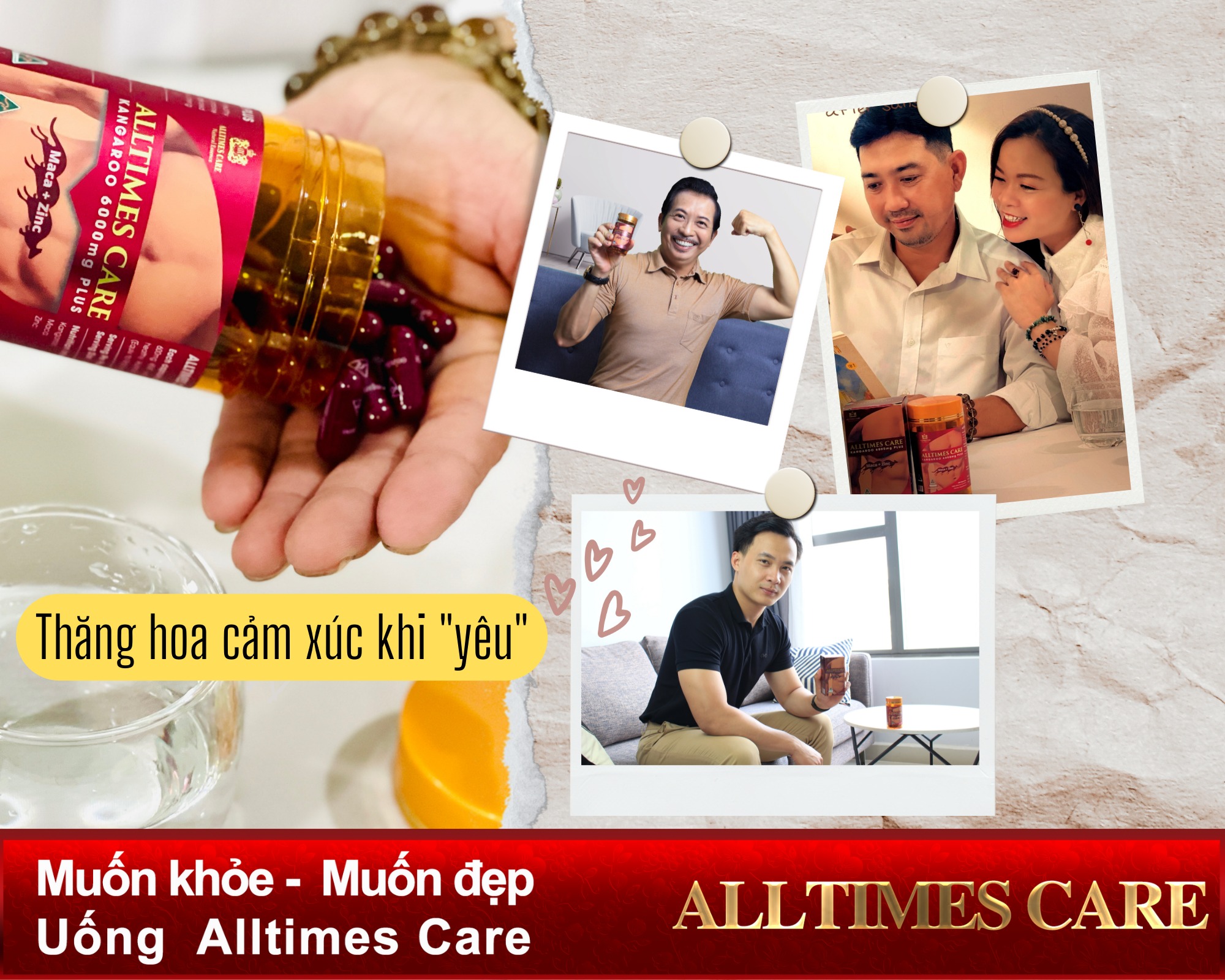 Thực phẩm bảo vệ sức khỏe hỗ trợ tăng cường sinh lực nam giới ALLTIMES CARE KANGAROO 6000mg PLUS - Hộp 100 viên