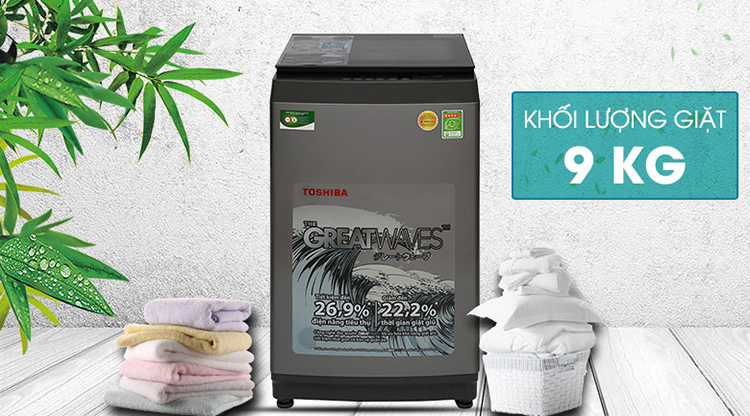 Máy Giặt Cửa Trên Toshiba AW-K1005FV-SG (9kg) - Hàng Chính Hãng - Chỉ Giao tại Hà Nội