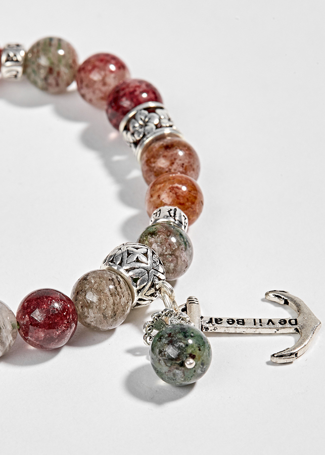 Vòng Đá Thạch Anh Ưu Linh Đa Sắc Phối Charm Bạc (9mm) Ngọc Quý Gemstones