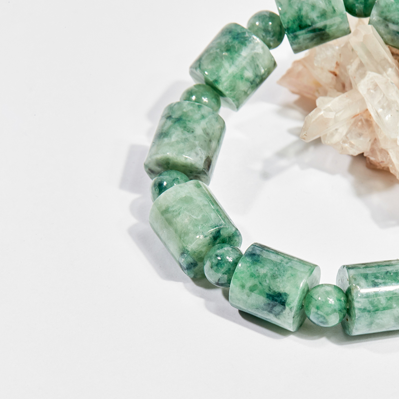 Vòng tay phong thủy đá cẩm thạch đốt vuông 13x13mm mệnh hỏa , mộc - Ngọc Quý Gemstones