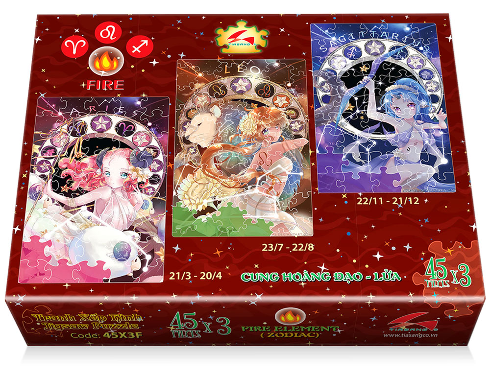 Xếp hình Tia Sáng Cung hoàng đạo lửa 45x3F (45 Mảnh Ghép x 3 hình)