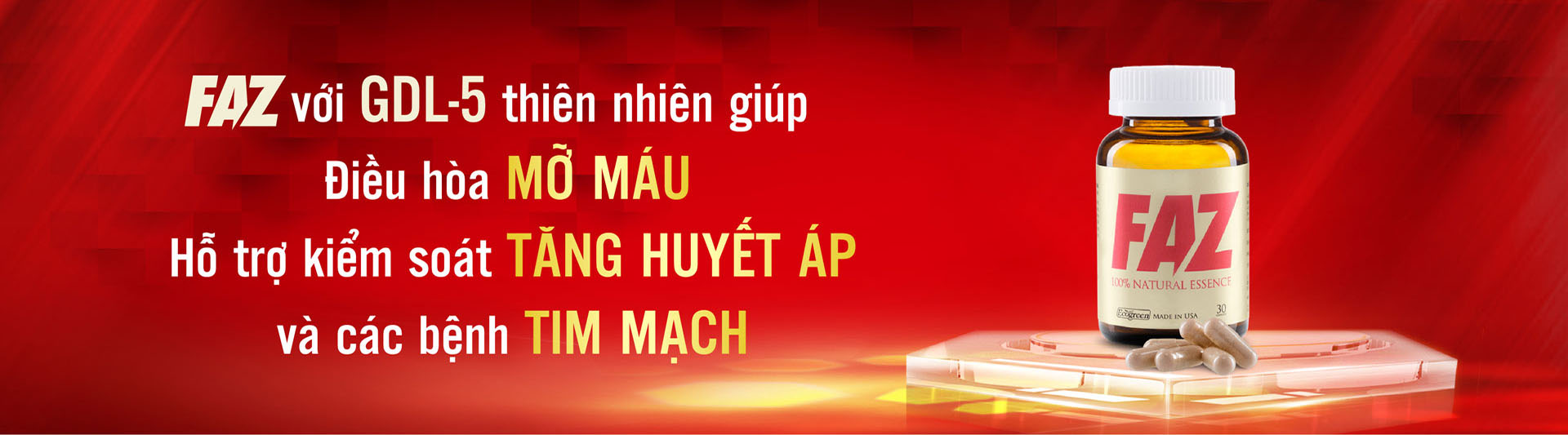 Viên uống FAZ điều hòa mỡ máu, hỗ trợ kiểm soát tăng huyết áp và các bệnh tim mạch (30 viên)