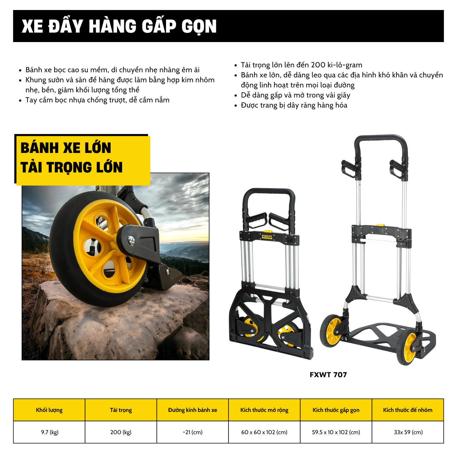 Xe đẩy hàng gấp gọn Stanley Fatmax - USA FXWT-707