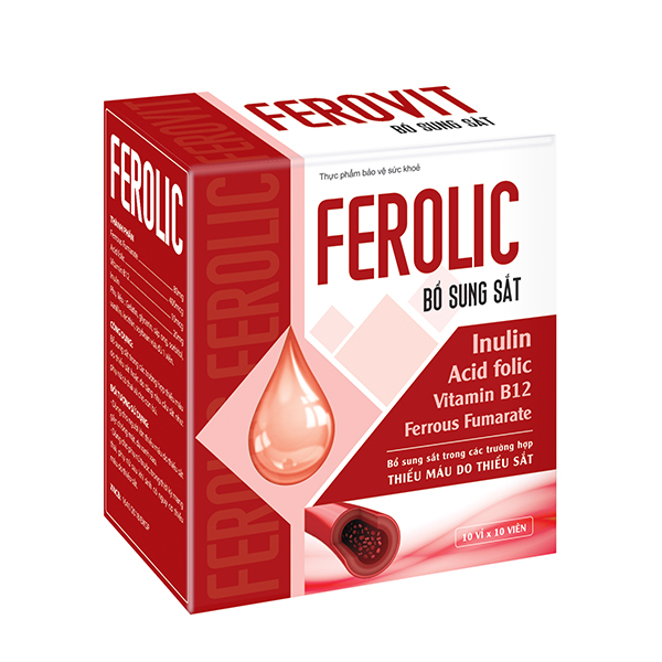 combo 2 hộp ferolic bổ sung sắt, acid folic, vitamin b12 cho người thiếu máu 1