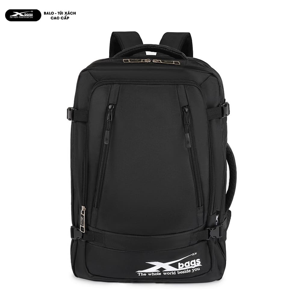 Balo Đi Phượt Cỡ Lớn Đa Ngăn Chống Nước Xbags Leader Cao Cấp Màu Đen, Đựng Laptop 17 Inch, Ngăn Chính Mở 180 Độ, Mạnh Mẽ Cá Tính!