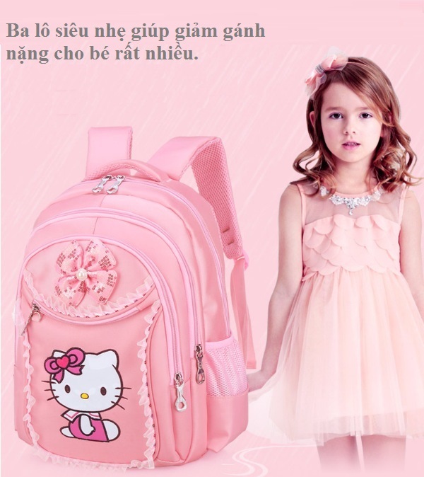 Bộ balo túi đeo, hộp bút siêu nhẹ xinh yêu cho bé gái 
